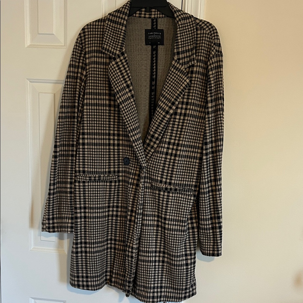 Sanctuary Women's Black and Tan Plaid Blazer